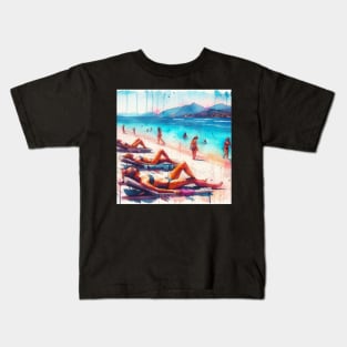 Artistic illustration of a beach scene Kids T-Shirt
